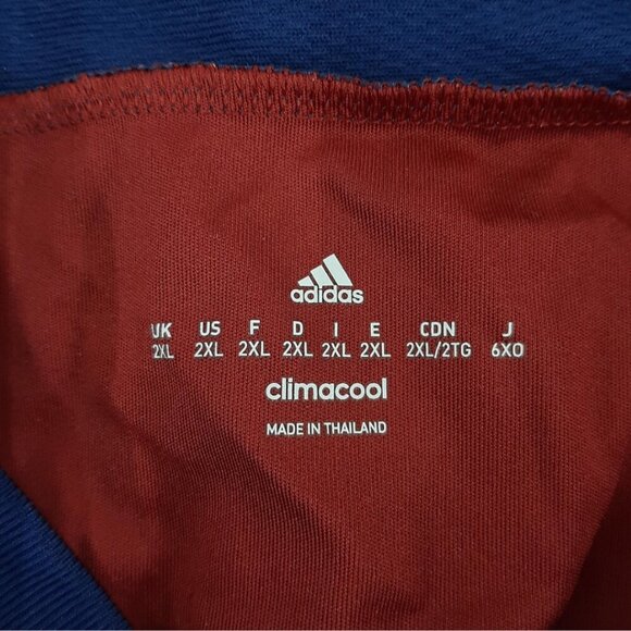 Adidas Striped Soccer Climacool Jersey Burgundy Navy Yellow Mens Sz 2XL - Picture 6 of 7